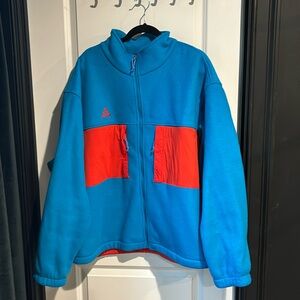 Nike ACG fleece zip up jacket blue red XXL